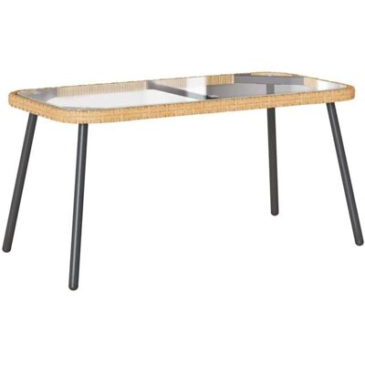 vidaXL Table basse en rotin, verre et acier, Marron, Noir, Transparent - Table Basse - Publicité vidaXL Table basse en rotin, verre et acier, Marron, Noir, Transparent - Table Basse - Publicité