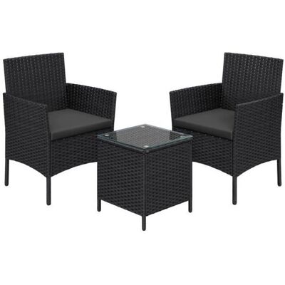 Ensemble Table Chaise de Jardin - SONGMICS - Noir et Gris - Surface Tressée en PE Noir - Publicité Ensemble Table Chaise de Jardin - SONGMICS - Noir et Gris - Surface Tressée en PE Noir - Publicité