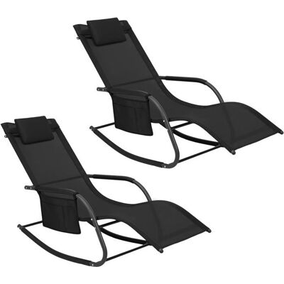 WOLTU Bain de Soleil Jardin Exterieur Lot de 2 Chaise Longue Jardin Fauteuil à Bascule Transat de Jardin Noir W0ETT0157-2 Noir - Publicité WOLTU Bain de Soleil Jardin Exterieur Lot de 2 Chaise Longue Jardin Fauteuil à Bascule Transat de Jardin Noir W0ETT0157-2 Noir - Publicité