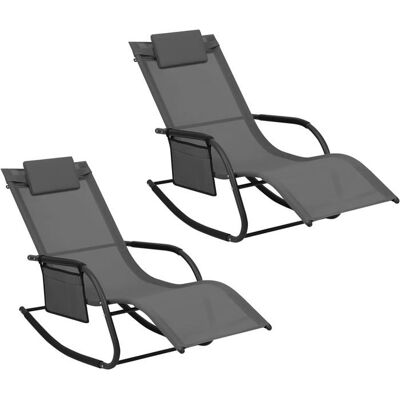 WOLTU Bain de Soleil Jardin Exterieur Lot de 2 Chaise Longue Jardin Fauteuil à Bascule Transat de Jardin Gris W0ETT0158-2 Gris - Publicité WOLTU Bain de Soleil Jardin Exterieur Lot de 2 Chaise Longue Jardin Fauteuil à Bascule Transat de Jardin Gris W0ETT0158-2 Gris - Publicité