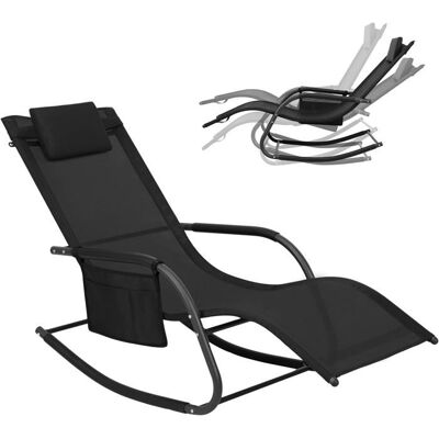 WOLTU Bain de Soleil Jardin Exterieur Chaise Longue Jardin Fauteuil à Bascule Transat de Jardin Noir W0ETT0157 Noir - Publicité WOLTU Bain de Soleil Jardin Exterieur Chaise Longue Jardin Fauteuil à Bascule Transat de Jardin Noir W0ETT0157 Noir - Publicité