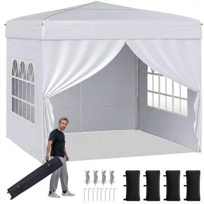 Tonnelle de Jardin Exterieur-GIANTEX-Pavillon Pliant 3x3 Imperméable avec 4 Parois Amovibles-Réglable en Hauteur Sac Roulettes-Blanc Blanc - Publicité Tonnelle de Jardin Exterieur-GIANTEX-Pavillon Pliant 3x3 Imperméable avec 4 Parois Amovibles-Réglable en Hauteur Sac Roulettes-Blanc Blanc - Publicité