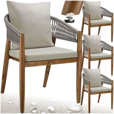 Chaise de jardin - TECTAKE - Lot de 4 MANACOR Chaise de jardin élégante et robuste bois dacacia massif - Grège Gris - Publicité Chaise de jardin - TECTAKE - Lot de 4 MANACOR Chaise de jardin élégante et robuste bois dacacia massif - Grège Gris - Publicité