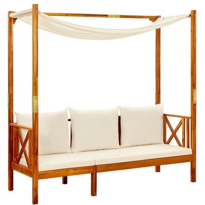 vidaXL Banc de jardin avec auvent Bois dacacia solide Beige - Publicité vidaXL Banc de jardin avec auvent Bois dacacia solide Beige - Publicité