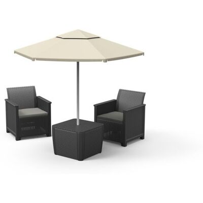 Salon de jardin Tahiti 2 places avec coussins - Anthracite - KETER Gris - Publicité Salon de jardin Tahiti 2 places avec coussins - Anthracite - KETER Gris - Publicité