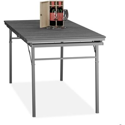 Relaxdays Table de jardin extensible et pliante largeur : 166-215 cm plastique et acier 8 personnes grise Gris - Publicité Relaxdays Table de jardin extensible et pliante largeur : 166-215 cm plastique et acier 8 personnes grise Gris - Publicité