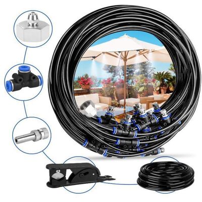 EINEMGELD Brumisateur extérieur 20m avec 20 buses en laiton système darrosage pour terrasse et jardin - Publicité EINEMGELD Brumisateur extérieur 20m avec 20 buses en laiton système darrosage pour terrasse et jardin - Publicité