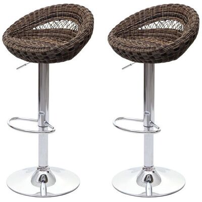 MENDLER MCW 2x tabouret de bar MCW-G26 chaise de comptoir polyrotin chrome Marron - Publicité MENDLER MCW 2x tabouret de bar MCW-G26 chaise de comptoir polyrotin chrome Marron - Publicité
