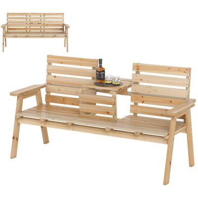 GIANTEX Banc dExtérieur 3 Places en Bois de Sapin avec Table Centrale Pliable Dossier et Accoudoirs Charge 320 kg Naturel Marron - Publicité GIANTEX Banc dExtérieur 3 Places en Bois de Sapin avec Table Centrale Pliable Dossier et Accoudoirs Charge 320 kg Naturel Marron - Publicité