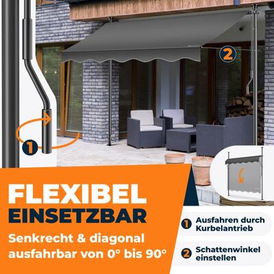 Store banne anthracite - KESSER - Largeur 300 cm - Longueur du store déroulé 180 cm - Hauteur réglable 176-305 cm Gris - Publicité Store banne anthracite - KESSER - Largeur 300 cm - Longueur du store déroulé 180 cm - Hauteur réglable 176-305 cm Gris - Publicité