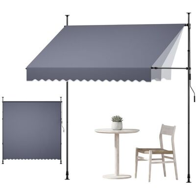 Store Banne Manuel-VEVOR-sans Perçage Auvent Rétractable 250 cm pour Terrasse et Balcon avec Manivelle Gris Foncé - Publicité Store Banne Manuel-VEVOR-sans Perçage Auvent Rétractable 250 cm pour Terrasse et Balcon avec Manivelle Gris Foncé - Publicité