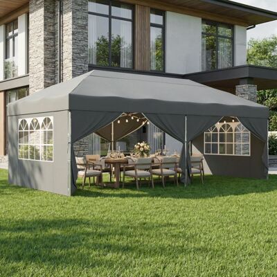 SONGMICS Tonnelle Protection Solaire Tente de Jardin Portable avec Parois Usage Extérieur 6 x 3 m Gris Gris - Publicité SONGMICS Tonnelle Protection Solaire Tente de Jardin Portable avec Parois Usage Extérieur 6 x 3 m Gris Gris - Publicité