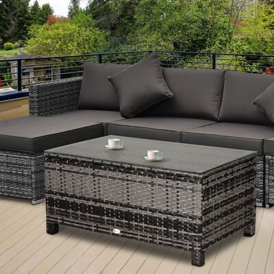 Generic Table Basse de Jardin Plateau Verre trempé 5 mm rotin tressé 85 x 50 x 39cm Max. 70 kg gris Gris - Publicité Generic Table Basse de Jardin Plateau Verre trempé 5 mm rotin tressé 85 x 50 x 39cm Max. 70 kg gris Gris - Publicité