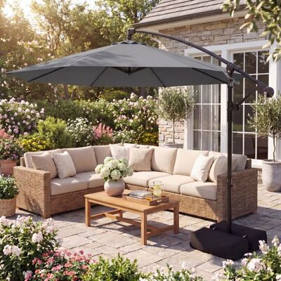 Parasol Déporté Inclinable GIANTEX 3 x 3 M Parasol de Jardin Extérieur avec Manivelle Pivotant à 360° 8 Baleines UV 50+ Gris - Publicité Parasol Déporté Inclinable GIANTEX 3 x 3 M Parasol de Jardin Extérieur avec Manivelle Pivotant à 360° 8 Baleines UV 50+ Gris - Publicité
