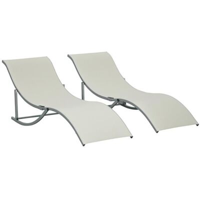Outsunny - Ensemble de 2 chaises longues pliables - aluminium & textilene - Publicité Outsunny - Ensemble de 2 chaises longues pliables - aluminium & textilene - Publicité