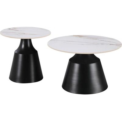 HABITAT ET JARDIN Lot de 2 tables basses gigognes en céramique Vulca - 70 x 70 x 43 cm - Blanc Blanc - Publicité HABITAT ET JARDIN Lot de 2 tables basses gigognes en céramique Vulca - 70 x 70 x 43 cm - Blanc Blanc - Publicité