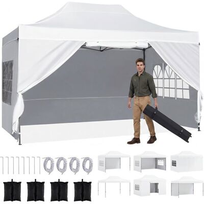 Tonnelle de Jardin 29 x 43 m GIANTEX 4 Parois Latérales Amovibles Hauteurs Réglables Sac de Transport à Roulettes Blanc - Publicité Tonnelle de Jardin 29 x 43 m GIANTEX 4 Parois Latérales Amovibles Hauteurs Réglables Sac de Transport à Roulettes Blanc - Publicité