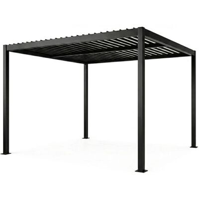 CORFU - Pergola bioclimatique 3x3m structure aluminium lames orientables Noir - Publicité CORFU - Pergola bioclimatique 3x3m structure aluminium lames orientables Noir - Publicité