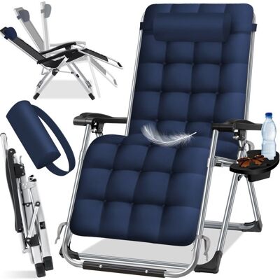 Transat pliable bleu marine - KESSER - Surface de couchage extra large - Accoudoirs ergonomiques - Textile Teslin Bleu - Publicité Transat pliable bleu marine - KESSER - Surface de couchage extra large - Accoudoirs ergonomiques - Textile Teslin Bleu - Publicité