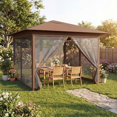 Tonnelle de Jardin Exterieur GIANTEX 3x3 Tonnelle Pliante à Fermeture Éclair UPF50 + 4 Moustiquaires Imperméable Oxford Tissu Marron - Publicité Tonnelle de Jardin Exterieur GIANTEX 3x3 Tonnelle Pliante à Fermeture Éclair UPF50 + 4 Moustiquaires Imperméable Oxford Tissu Marron - Publicité