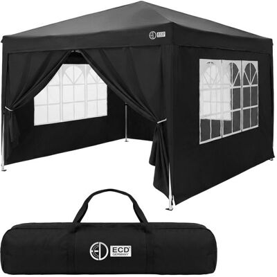 Tonnelle pliante - ECD Germany - Noir - 3x3 m - Imperméable et Réglable avec Parois latérales Noir - Publicité Tonnelle pliante - ECD Germany - Noir - 3x3 m - Imperméable et Réglable avec Parois latérales Noir - Publicité
