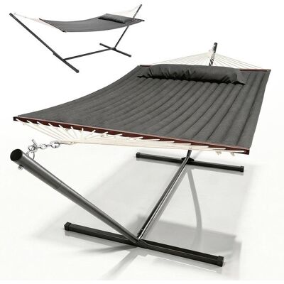Juskys Hamac Cata avec support et coussins 2 personnes – jusqu’à 200 kg Gris - Publicité Juskys Hamac Cata avec support et coussins 2 personnes – jusqu’à 200 kg Gris - Publicité