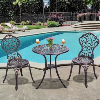 COSTWAY Ensemble Table pour Jardin et 2 Chaises en Aluminium Ensemble Bistrot pour Jardin Coulé Bronze et Noir Style Antique Noir - Publicité COSTWAY Ensemble Table pour Jardin et 2 Chaises en Aluminium Ensemble Bistrot pour Jardin Coulé Bronze et Noir Style Antique Noir - Publicité