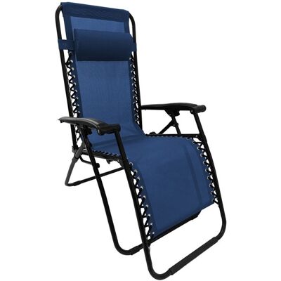 TERRE JARDIN Fauteuil de jardin Transat Bain de soleil Pliable Inclinable avec accoudoirs et appui-tête 90 x 110 x 655 cm - Bleu - Textilène Bleu - Publicité TERRE JARDIN Fauteuil de jardin Transat Bain de soleil Pliable Inclinable avec accoudoirs et appui-tête 90 x 110 x 655 cm - Bleu - Textilène Bleu - Publicité
