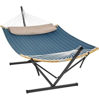 SONGMICS Hamac avec Support Barre de Soutien Double avec Coussin Capacité de Charge Jusquà 200 kg Structure Noire et Hamac Bleu Bleu - Publicité SONGMICS Hamac avec Support Barre de Soutien Double avec Coussin Capacité de Charge Jusquà 200 kg Structure Noire et Hamac Bleu Bleu - Publicité