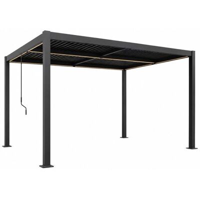 CORFU - Pergola bioclimatique à LED 4x3m structure aluminium lames orientables Noir - Publicité CORFU - Pergola bioclimatique à LED 4x3m structure aluminium lames orientables Noir - Publicité