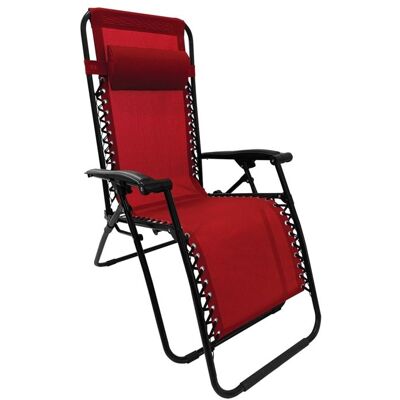 TERRE JARDIN Fauteuil de jardin Transat Bain de soleil Pliable Inclinable avec accoudoirs et appui-tête 90 x 110 x 655 cm - Rouge - Textilène Rouge - Publicité TERRE JARDIN Fauteuil de jardin Transat Bain de soleil Pliable Inclinable avec accoudoirs et appui-tête 90 x 110 x 655 cm - Rouge - Textilène Rouge - Publicité