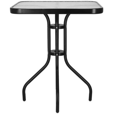 Table de jardin en verre SPRINGOS - Carré 60x60x70cm - Métal noir - Design moderne Noir - Publicité Table de jardin en verre SPRINGOS - Carré 60x60x70cm - Métal noir - Design moderne Noir - Publicité