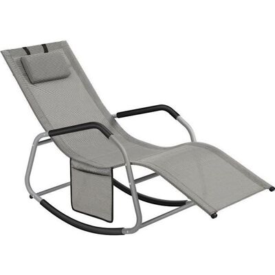 SONGMICS Chaise Longue à Bascule avec Butées Anti-renversement Appui-tête Réglable Tissu Respirant 151 x 56 x 90 cm Gris Tourterelle Gris - Publicité SONGMICS Chaise Longue à Bascule avec Butées Anti-renversement Appui-tête Réglable Tissu Respirant 151 x 56 x 90 cm Gris Tourterelle Gris - Publicité