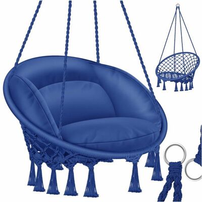 Chaise suspendue avec coussin - KESSER - Bleu marine - Charge maximale 150 kg - Diamètre assise 61 cm - 77x72x123 cm Bleu - Publicité Chaise suspendue avec coussin - KESSER - Bleu marine - Charge maximale 150 kg - Diamètre assise 61 cm - 77x72x123 cm Bleu - Publicité
