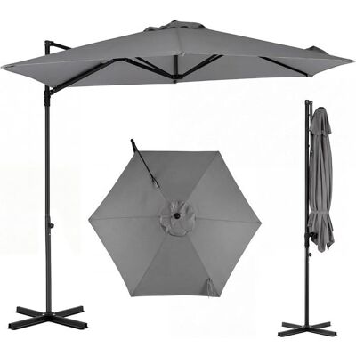 Parasol Déporté Hexagonale 290 cm COSTWAY Base en Croix Pivotant à 360° Toile Inclinable Ombrage Parasol de Jardin Gris Gris - Publicité Parasol Déporté Hexagonale 290 cm COSTWAY Base en Croix Pivotant à 360° Toile Inclinable Ombrage Parasol de Jardin Gris Gris - Publicité
