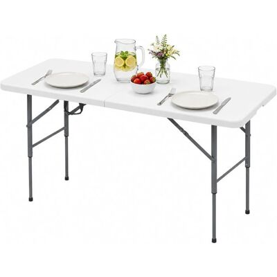 KARAT Table pliante Fukui Résistante aux intempéries stable et mobile 120 x 60 cm Blanc - Publicité KARAT Table pliante Fukui Résistante aux intempéries stable et mobile 120 x 60 cm Blanc - Publicité