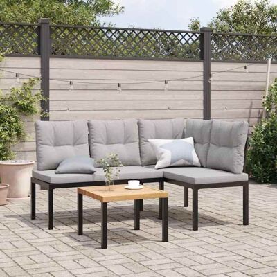 vidaXL Bancs de jardin avec coussins 2 pcs Acier noir - Publicité vidaXL Bancs de jardin avec coussins 2 pcs Acier noir - Publicité