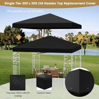 GIANTEX Toile de Rechange pour Tonnelle 3x3m Toit de Remplacement Pliable Imperméable en Polyester (Noir) Noir - Publicité GIANTEX Toile de Rechange pour Tonnelle 3x3m Toit de Remplacement Pliable Imperméable en Polyester (Noir) Noir - Publicité