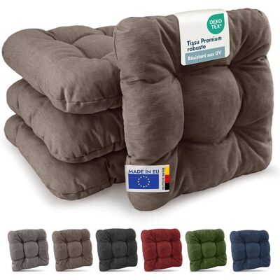 Beautissu HighLux SK – Premium Set de 4 Galette Chaise Jardin Extérieur 35x35 cm Taupe – 8 cm Épaisseur Marron - Publicité Beautissu HighLux SK – Premium Set de 4 Galette Chaise Jardin Extérieur 35x35 cm Taupe – 8 cm Épaisseur Marron - Publicité