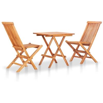 vidaXL Ensemble de bistro pliable 3 pcs Bois de teck solide 48997 Marron - Publicité vidaXL Ensemble de bistro pliable 3 pcs Bois de teck solide 48997 Marron - Publicité