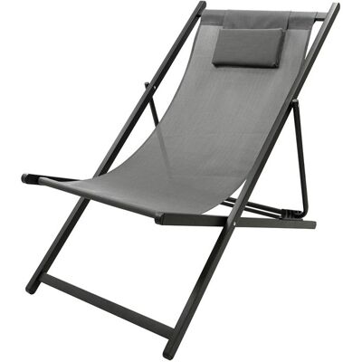 TERRE JARDIN Chaise chilienne pliante 94x61 cm textilène anthracite – 5 positions Gris - Publicité TERRE JARDIN Chaise chilienne pliante 94x61 cm textilène anthracite – 5 positions Gris - Publicité
