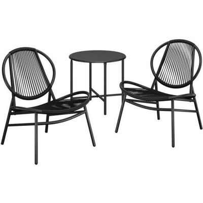 SONGMICS Ensemble table chaise de jardin 3 Pièces Chaises Acapulco pour Terrasse Jardin Balcon Balcon Noir dEncre Noir - Publicité SONGMICS Ensemble table chaise de jardin 3 Pièces Chaises Acapulco pour Terrasse Jardin Balcon Balcon Noir dEncre Noir - Publicité