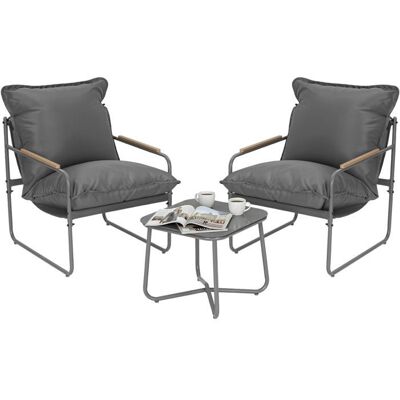 WOLTU Ensemble Salon de Jardin 3 Pièces pour 2 Personnes Mobilier Extérieur avec 1 Table Basse 2 Chaises en Métal Gris Gris - Publicité WOLTU Ensemble Salon de Jardin 3 Pièces pour 2 Personnes Mobilier Extérieur avec 1 Table Basse 2 Chaises en Métal Gris Gris - Publicité
