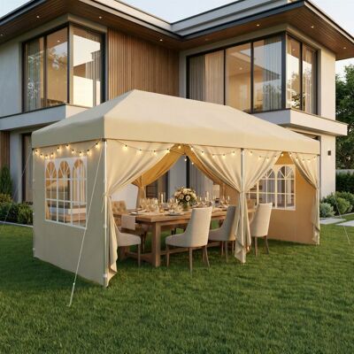 SONGMICS Tonnelle Protection Solaire Tente de Jardin Portable avec Parois Usage Extérieur 6 x 3 m Beige Beige - Publicité SONGMICS Tonnelle Protection Solaire Tente de Jardin Portable avec Parois Usage Extérieur 6 x 3 m Beige Beige - Publicité