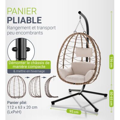Juskys Fauteuil suspendu Aria avec coussin jardin – réglable pliable – 130 kg – beige Beige - Publicité Juskys Fauteuil suspendu Aria avec coussin jardin – réglable pliable – 130 kg – beige Beige - Publicité