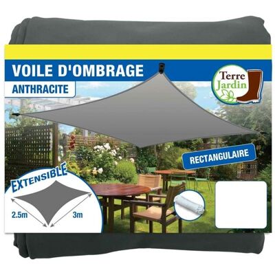 TERRE JARDIN Voile dombrage rectangulaire extensible Gris - Publicité TERRE JARDIN Voile dombrage rectangulaire extensible Gris - Publicité