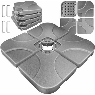Pied de parasol modulable - KESSER - 4 parties - 60 litres - 80 kg - 508x508x7 cm - Gris - Remplissable eau/sable Gris - Publicité Pied de parasol modulable - KESSER - 4 parties - 60 litres - 80 kg - 508x508x7 cm - Gris - Remplissable eau/sable Gris - Publicité