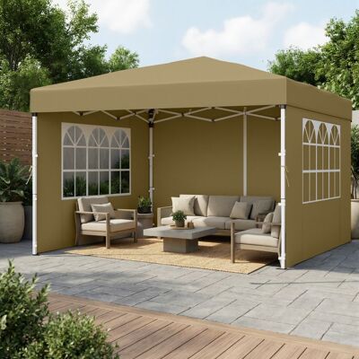 SONGMICS Pavillon Pliant Protection Solaire Tente de Jardin Portable avec Parois Usage Extérieur 3 x 3 m Beige Beige - Publicité SONGMICS Pavillon Pliant Protection Solaire Tente de Jardin Portable avec Parois Usage Extérieur 3 x 3 m Beige Beige - Publicité