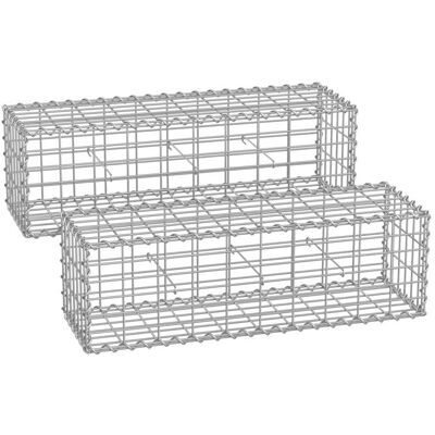 Lot de 2 Gabions de pierre métallique 100 x 30 x 30 cm galvanisé Banc de jardin Jardinière à gabion SONGMICS - Publicité Lot de 2 Gabions de pierre métallique 100 x 30 x 30 cm galvanisé Banc de jardin Jardinière à gabion SONGMICS - Publicité