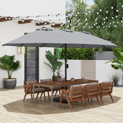 COSTWAY Parasol de Jardin Double XXL 464x286x198cm -Base Inclus 2 Sacs de Sable -Anti UV 12 Baleines - Manivelle Rectangulaire Gris Gris - Publicité COSTWAY Parasol de Jardin Double XXL 464x286x198cm -Base Inclus 2 Sacs de Sable -Anti UV 12 Baleines - Manivelle Rectangulaire Gris Gris - Publicité